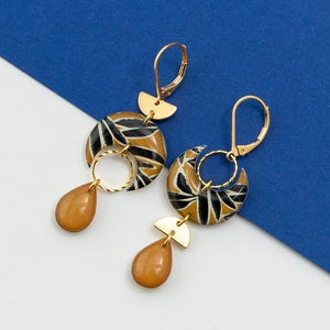 Orecchini, resina, spaiati, motivo "Camel Palm" Oro/Argento/Bronzo, modello ASTREE
