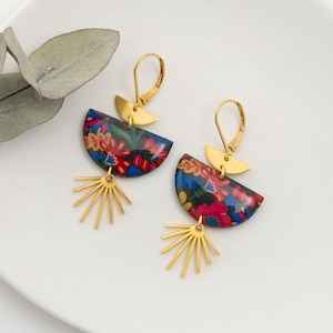 Ohrringe, Harz, Schläfer &quot;Folk Winter&quot; Motiv Gold/Silber/Bronze, Modell ANGELE