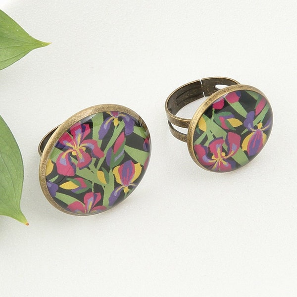 Bague en résine, motif "Iris"