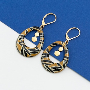 Orecchini, resina, motivo "Camel Palm" Oro/Argento/Bronzo, modello ESMEE