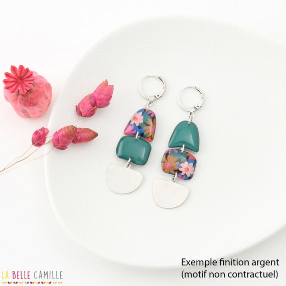 Resin Earrings palme Hiver Gold silver bronze Pattern JANIE Model Etsy Israel