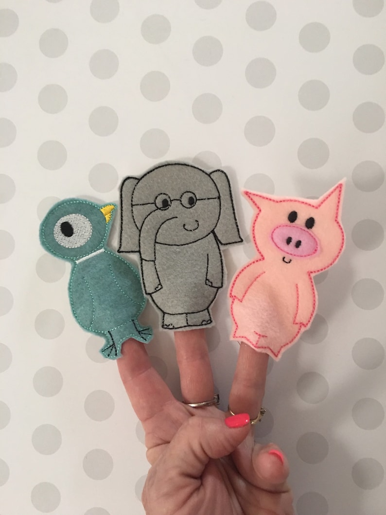 Elephant Piggie Inspired Finger Puppets Elephant Gerald Finger Etsy