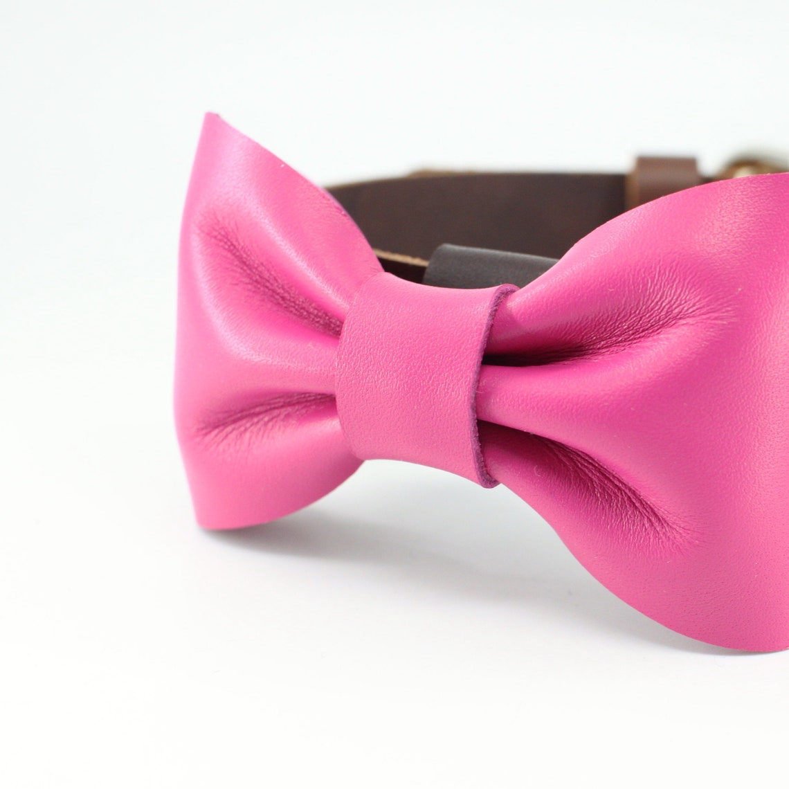 Bowtie Dog Collar Pink Bow tie Dog Collars Dark Brown Etsy