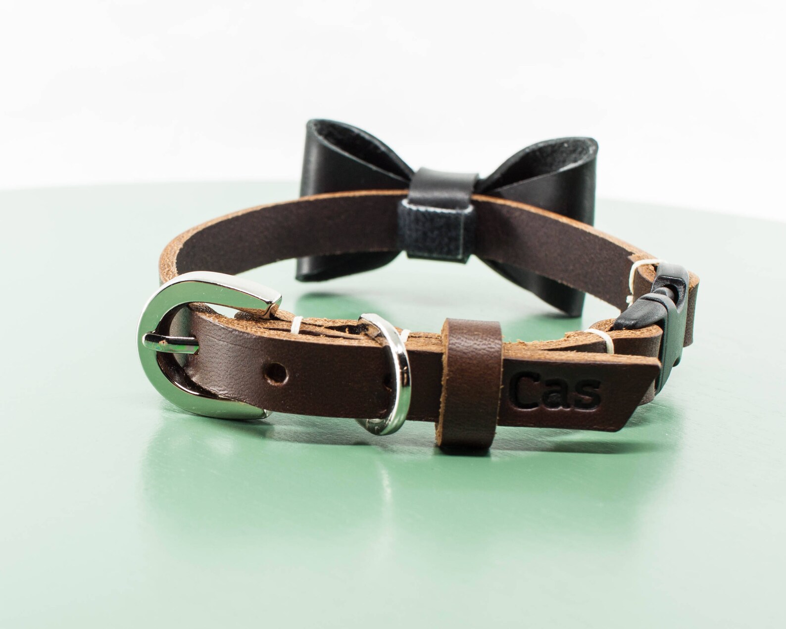 Leather Cat Collar Black Bowtie Cat Collar Cat Collars Etsy