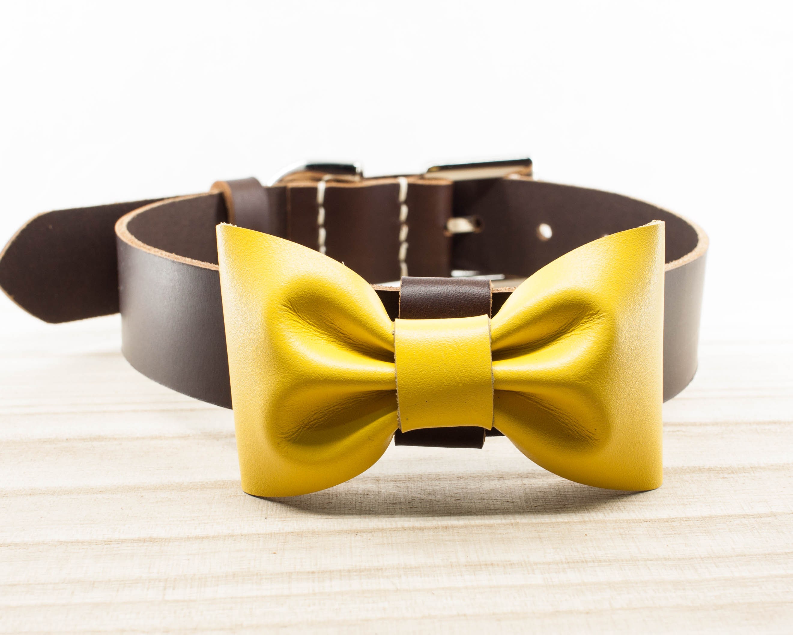 Bowtie Dog Collars Yellow Bow Tie Dog Collars Dark Brown Etsy