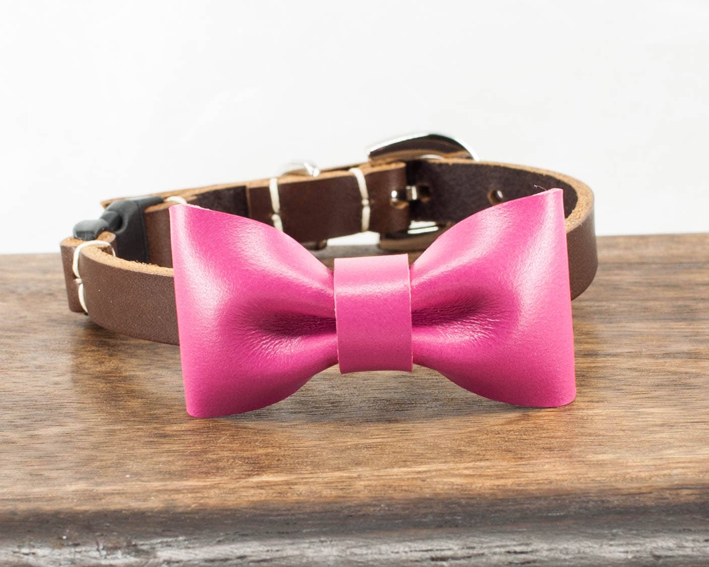 Leather Cat Collar Pink Cat Bow Tie Bowtie Cat Collars Etsy
