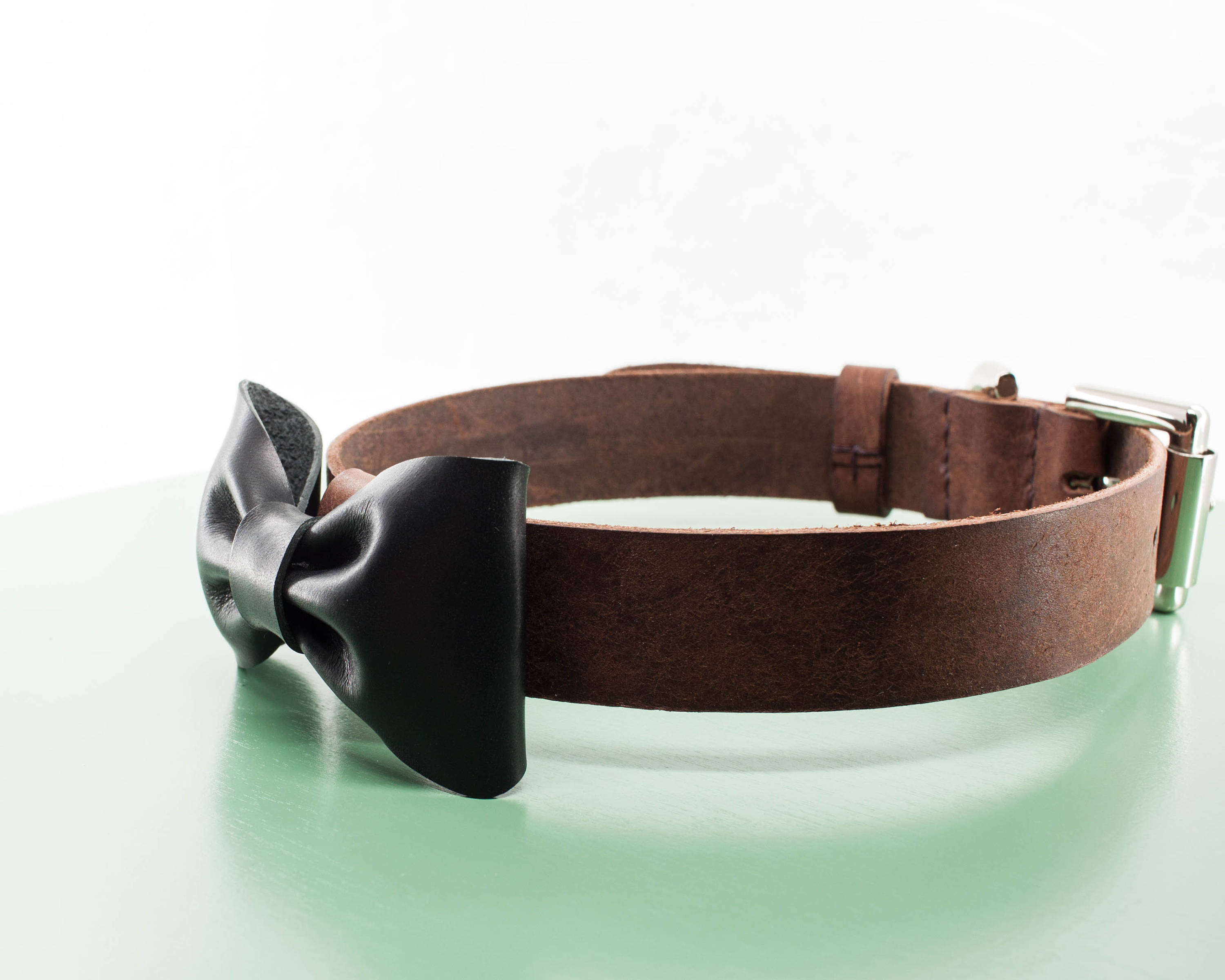 Soft Leather Dog Collar Black Bow tie Bowtie Dog Collars Etsy