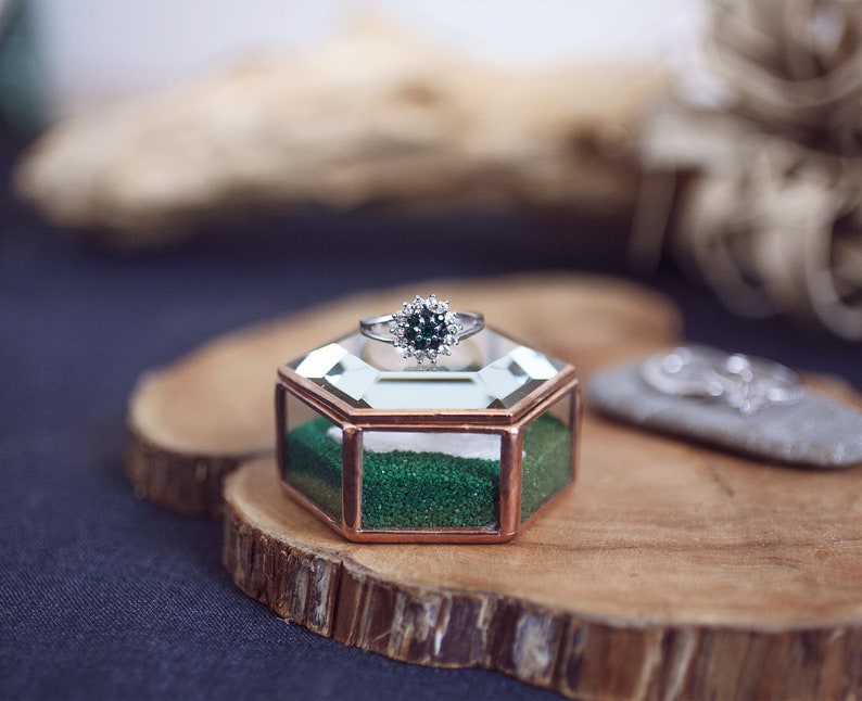 Engagement Ring Box for wedding Rustic Wedding JB73 Forest ring box Green Proposal ring holder