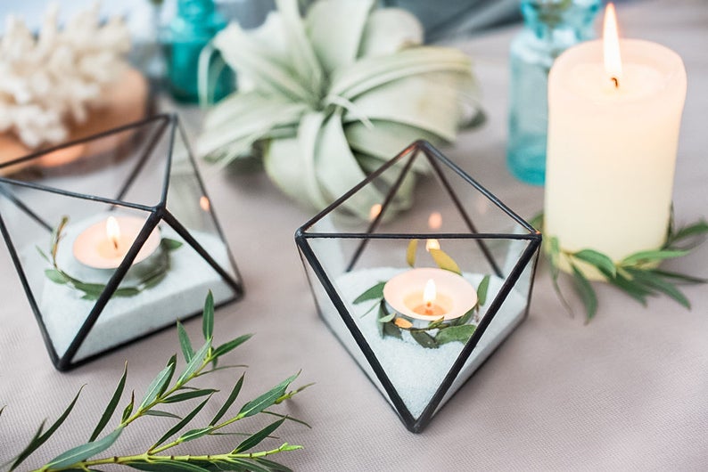 Candlestick Wedding candle holders Wedding candle favors Modern wedding decor JB11 Candle holder glass Wedding candle