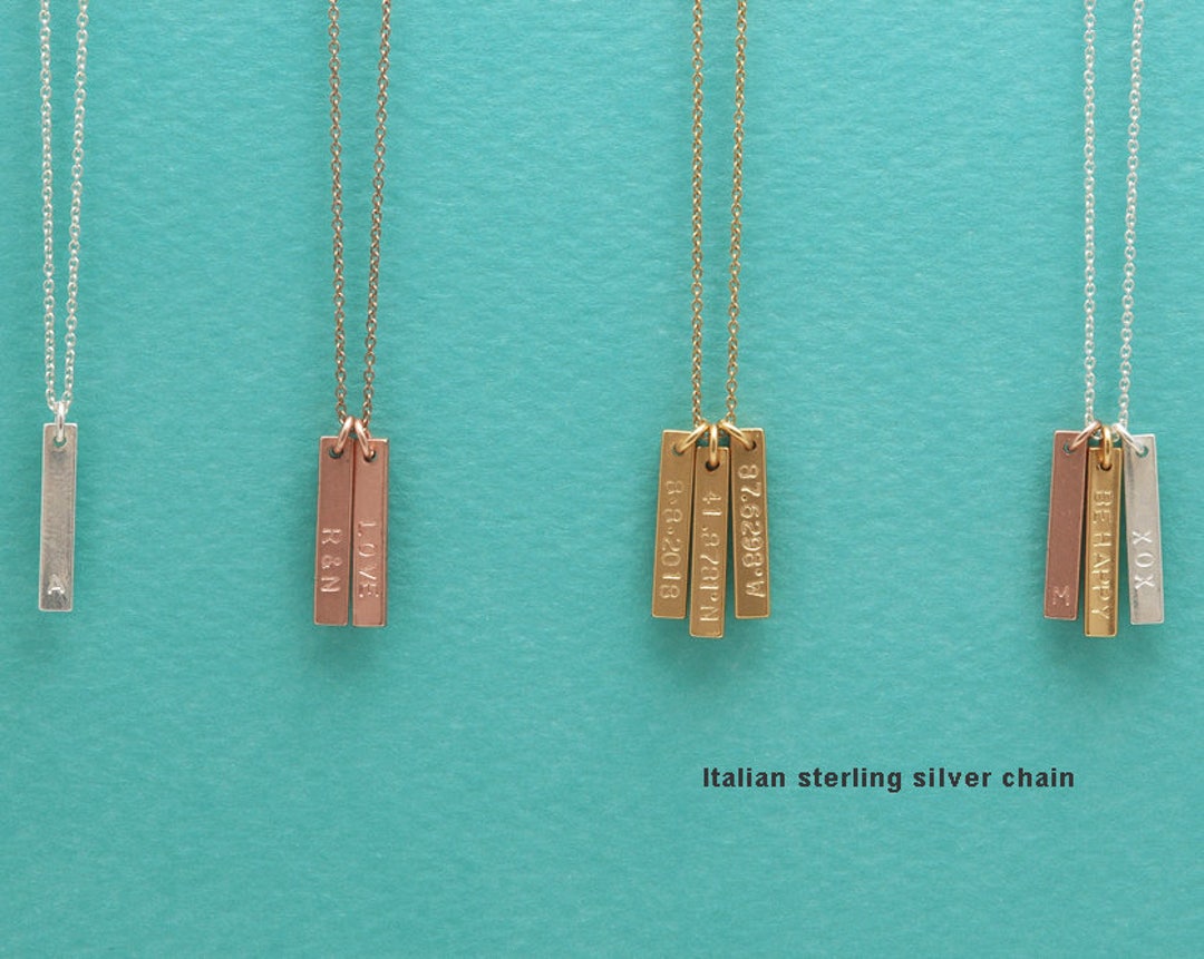 Vertical Bar Necklace, Personalized Bar Necklace, Multiple Bars