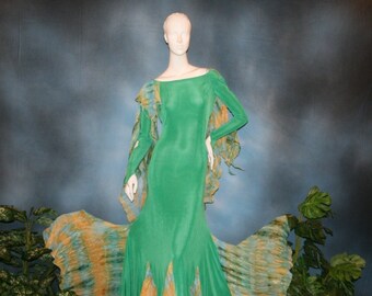 Green Ballroom Dress with Yellow & Gold Accents Floats, Size 3/4-9/10-Slinky Dream