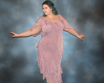 Orchid Plus Size Latin-Rhythm Dress with Hand Beading-Lyla