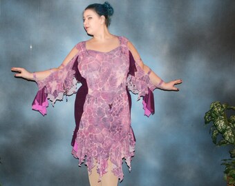 Purple Plus Size Latin-Rhythm Dress with Hand Beading, Size 13/14-19/20-Shy Violet