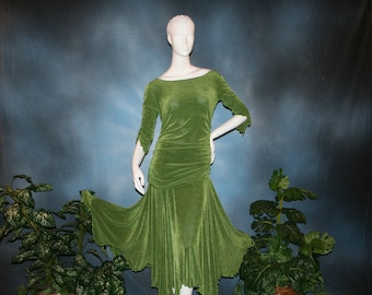 Slinky Ballroom Dance Skirt & Top | Olive Green | Size 7/8-11/12  | Very Stretchy-Olivia