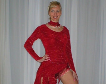Red Converta Ballroom Dance Dress with Hand Beading Size 5/6-9/10-Gabriella