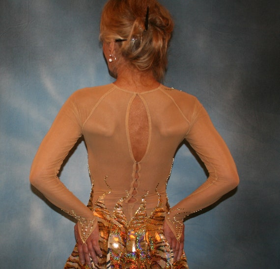 gold lycra dress Asymmetric Lycra Dress with Sarong and Embroidered Waist Black / FR 36 main image 0