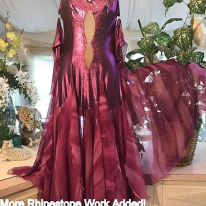 Purple Metallic Ballroom Dress with Purple Variegated Skirting & Floats, Size 9/10-13/14-Iris
