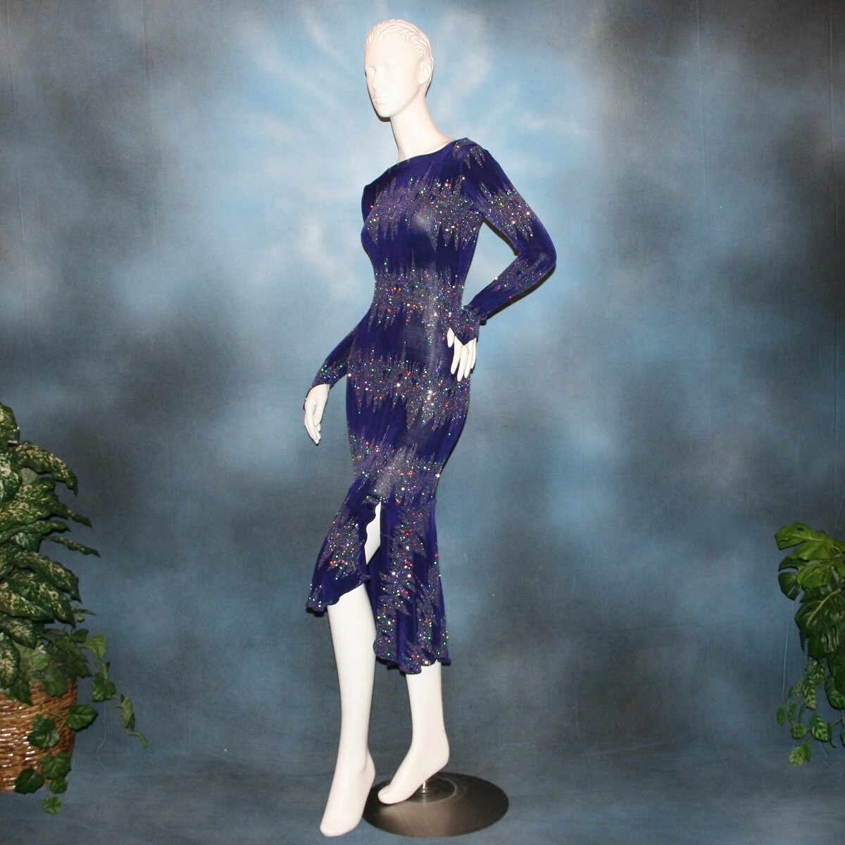 Royal Purple Latin-rhythm-tango Dress With Sparkling Accents & Hand ...