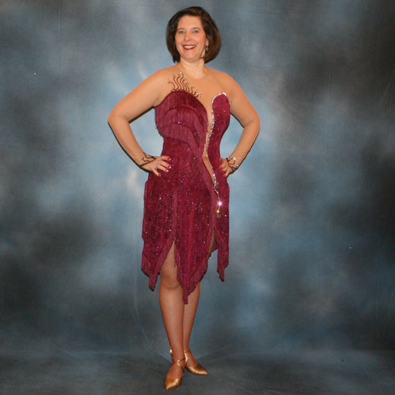 Burgundy clearance rhinestone dress