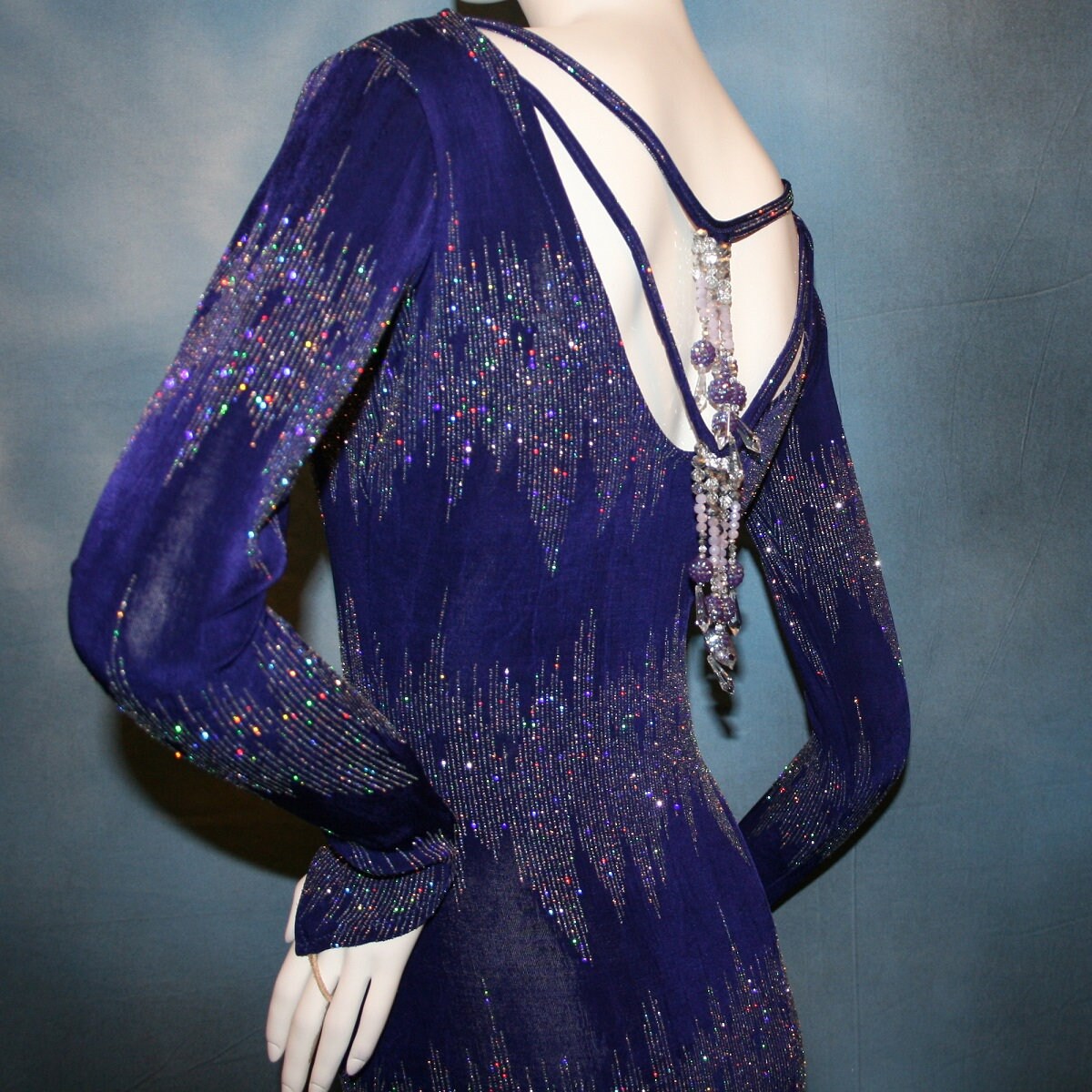 Royal Purple Latin-rhythm-tango Dress With Sparkling Accents & Hand ...