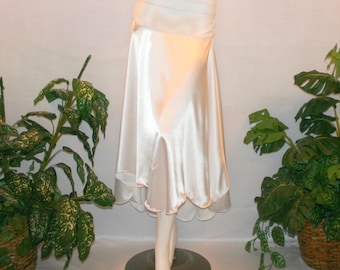 White Stretch Satin Ballroom Skirt Size 5/6-9/10-Sateen