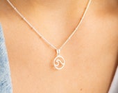 Wave Necklace, Wave Pendant, Sterling Silver Necklace, Beachcomber Necklace