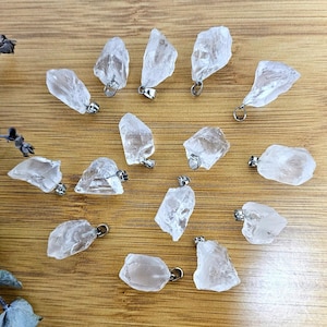 Clear Quartz rough pendant Natural raw Clear Quartz pendant with velvet bag Cryztal Quartz pendant Rock Crystal pendant