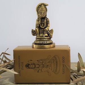 Estátua do Senhor Hanuman, deus hindu, deus do aniversário para aqueles que nasceram na terça-feira - latão, altura 5,6 cm 2,21 pol.