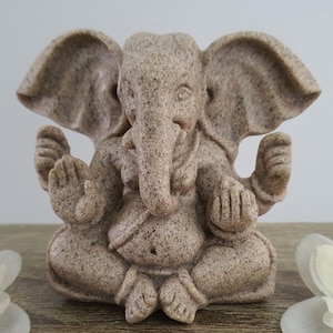 Ganesha-Statue, Lord Ganesh-Statue, Ganesha-Figur, Hindu-Gott des Glücks, Sandstein-Harz, 8 cm - 3,15 Zoll