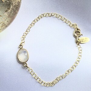Moonstone Bracelet, gemstone bracelet, minimal bracelet, dainty bracelet, gold-plated sterling silver, handmade by Lia de Matos®