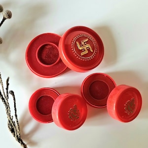 Red Kumkum natural powder, Red Sindoor, Sindur, Kumkuma, Vermilion powder, Options 1 box Sri Swastik OR 2 boxes Sri Ganesh