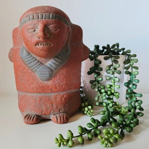 Statua messicana precolombiana, figura azteca, Maya, Inca, statuetta in terracotta, Messico, vintage, anni '80, altezza 17 cm 6,69 pollici