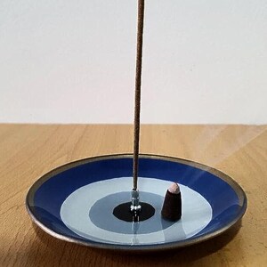 Glass incense holder plate for sticks, Incense burner plate, Modern incense stick holder, round, diameter 13cm, 5.12in - EYE