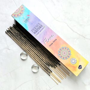 Flora Ylang Ylang incense sticks, 3 packs of 15g each, 100% natural and hand-rolled, environmentally friendly, certified by ECOCERT