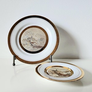 Vintage plates The Art of Chokin, Japanese fine porcelain, Collectible decorated plates with 24 kt gold, Set of 2 plates