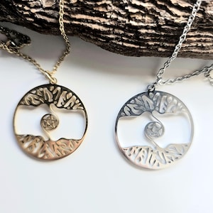Collar Árbol de la Vida con Pentáculo, Collar Árbol de la Vida, Collar con Pentáculo, Collar delicado, Collar de acero inoxidable, 2 OPCIONES