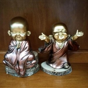 Buddhist Child Monk figurine, cold cast resin, hand-painted