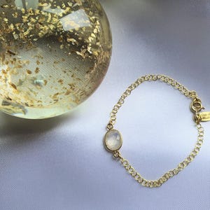 Moonstone Bracelet, gemstone bracelet, minimal bracelet, dainty bracelet, gold-plated sterling silver, handmade by Lia de Matos®