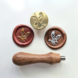 Timbro in ceralacca Aquila, in ottone con manico in legno, timbro sigillo Aquila, diametro 3 cm 1,18 in + OFFERTE