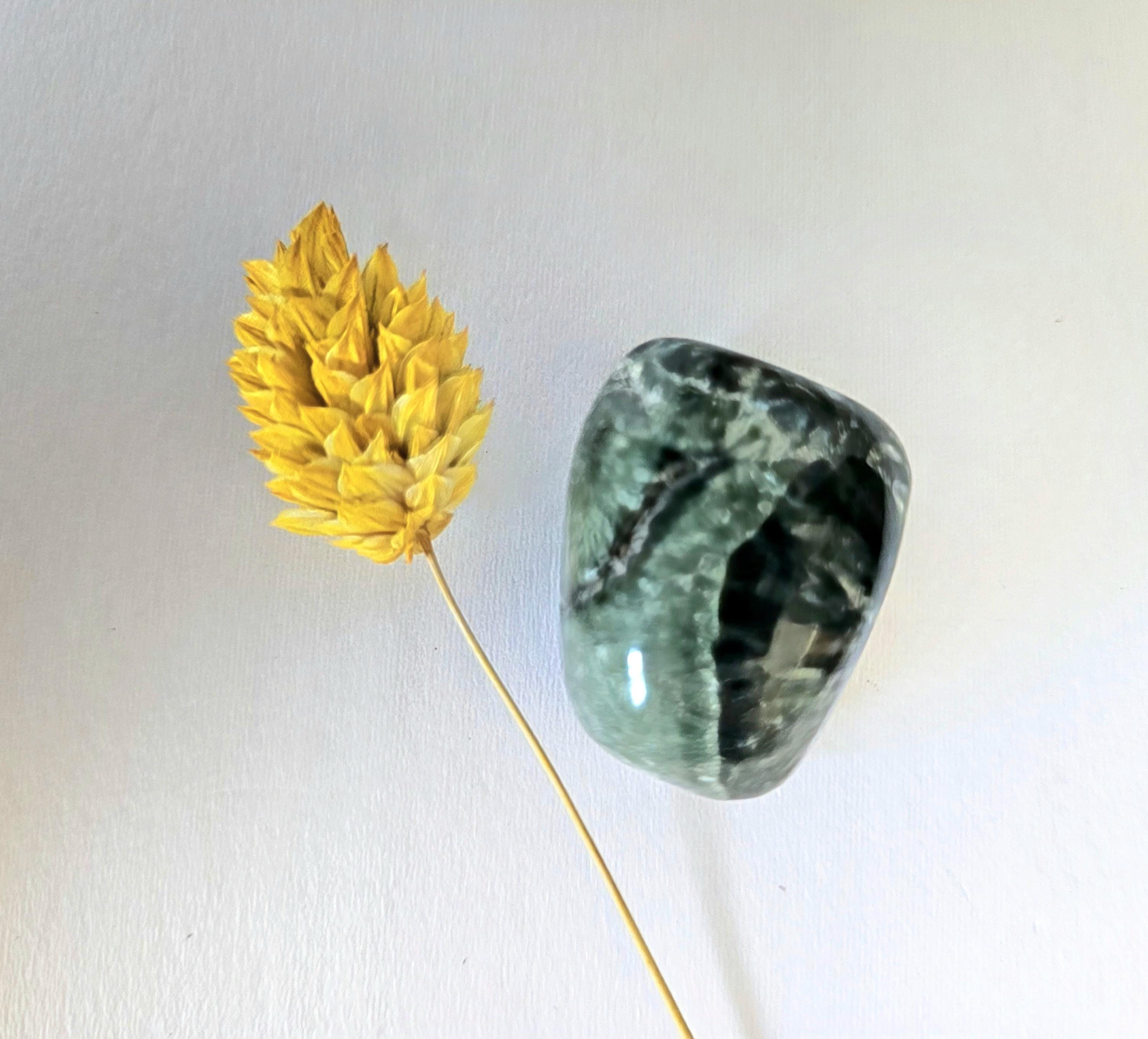Seraphinite tumbled stone, 3cm 1.18in, 21g 0.74oz, Polished Seraphinite, Natural Seraphinite, Angelic Healing Crystal, Heart Chakra