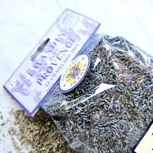 Lavandin flowers, 100g 3.53oz, Lavandula hybrida, hybrid lavender flowers, 100% natural, from France Provence with original packaging