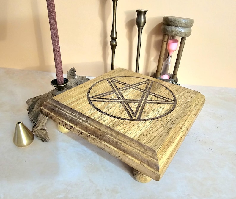 Pentacle Mini Altar Table, Wood Altar Table, Pagan Altar Table, Witchy ...