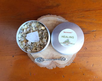 Mezcla de Incienso HEALING Hecho a Mano (25g) + Cuchara de Incienso + Cuarzo Claro - Holy Incenses™ by Lia Geraldes de Matos