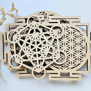 Crystal grid board, Wooden crystal grid, Crystal display, Crystal grid plate, Crystal grid tray, mdf, 4 OPTIONS, crystals not included