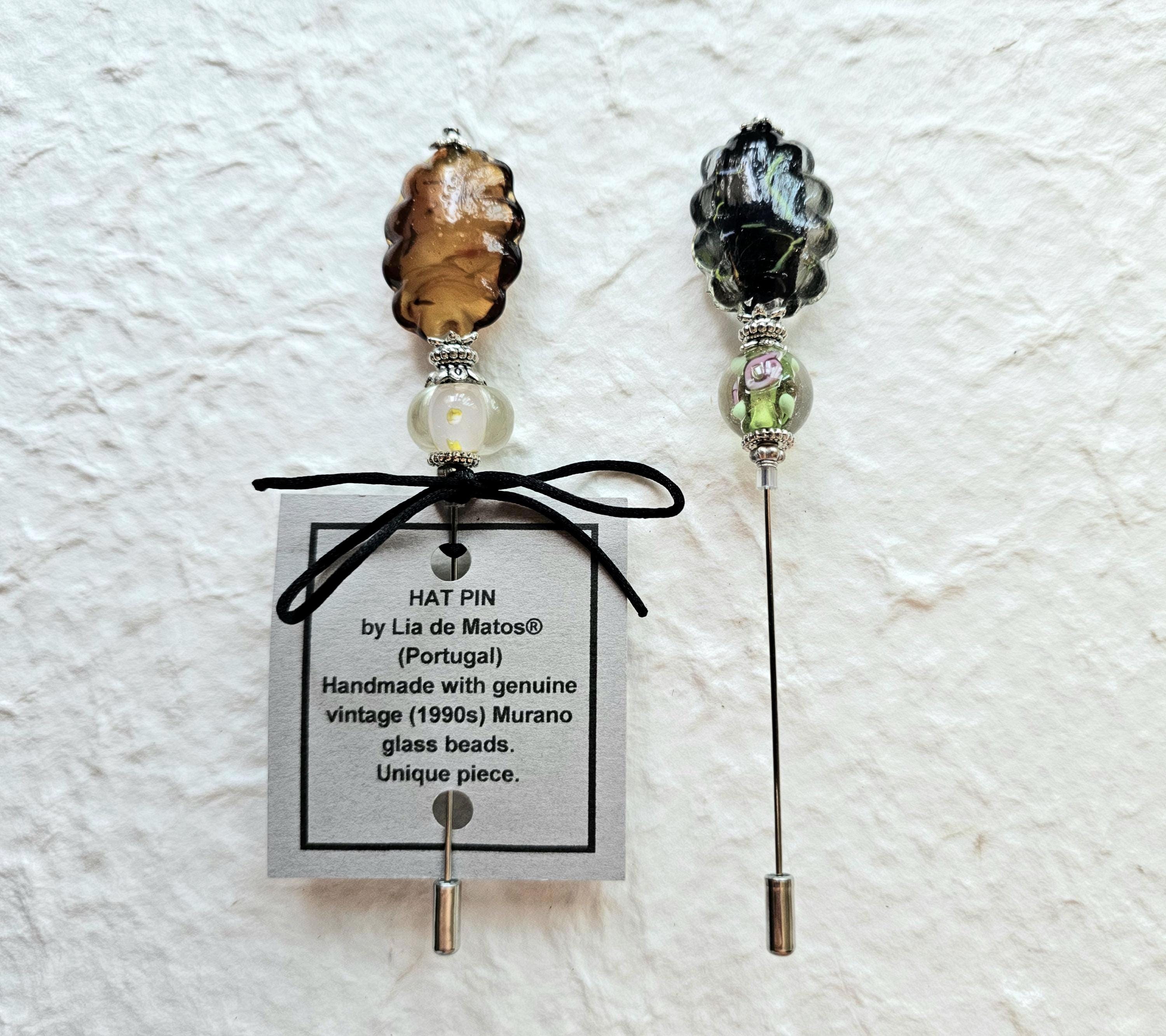 Vintage Murano Bead Hatpin: Handmade Scarf Pin, Lapel Pin - Etsy display picture 3