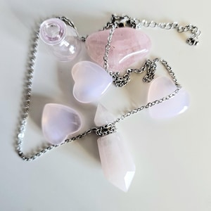 Crystal perfume bottle necklace, Gemstone vial necklace, Perfume bottle necklace, Healing stone necklace, Amulet necklace, ROSE QUARTZ