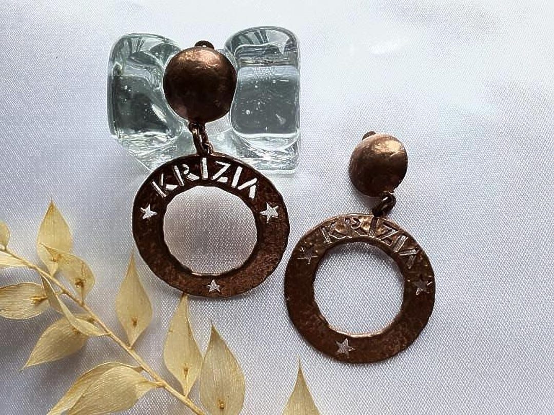 Krizia Vintage Rare Clip on Dangle Oversized Earrings - Etsy Israel