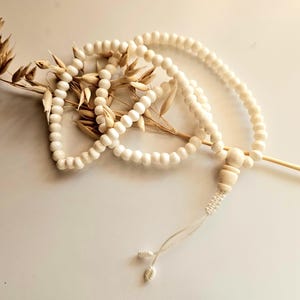 Yak bone mala, bone necklace, Buddhist japa mala, Tibetan japa mala 108 beads, bone prayer beads size 0.6cm 0.24in, Nepal, with fabric bag
