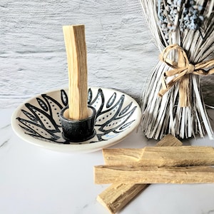 Pojemnik na pałeczki Palo Santo, pojemnik na Palo Santo, tacka na Palo Santo, palnik Palo Santo, pojemnik na pałeczki do rozmazywania, ręcznie malowana ceramika, 12,7 cm (5 cali)
