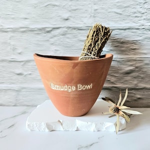Smudge stick bowl, Ceramic smudge pot, Clay smudge holder, Sage smudge burner, Incense burner, Diameter 10.5cm 4.13in, terracota